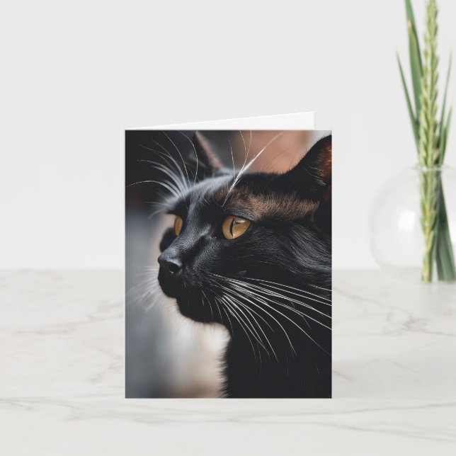Black Cat Portrait Note Card (Front)