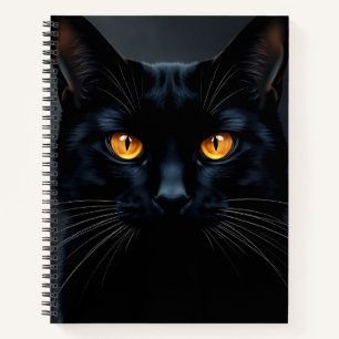 Black Cat Portrait with Yellow Eyes Notebook