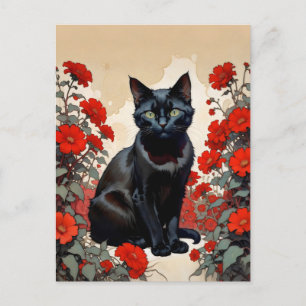 black cat postcard