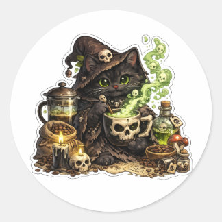 Black Cat Potion Brewer Witch Sticker