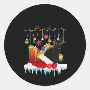 Black Cat Present Of My Christmas Classic Round Sticker