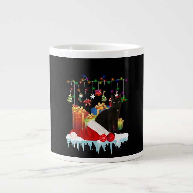 Black Cat Present Of My Christmas Large Coffee Mug (Front)