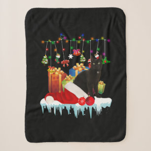 Black Cat Present Of My Christmas Sherpa Blanket