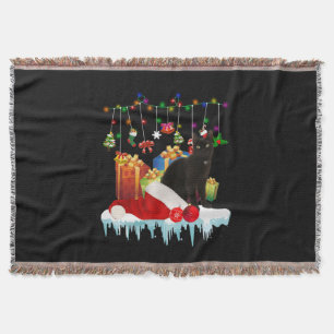 Black Cat Present Of My Christmas Throw Blanket