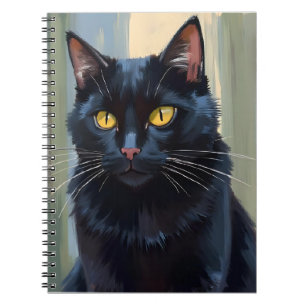 Black Cat Pretty Kitten Watercolor Notebook