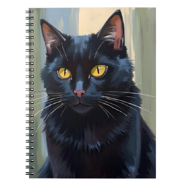Black Cat | Pretty Kitten Watercolor Notebook (Front)
