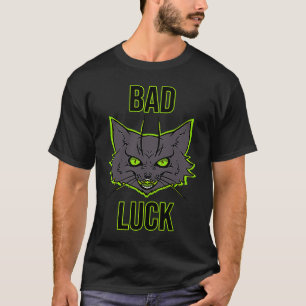 Black Cat Print Bad Luck T-Shirt