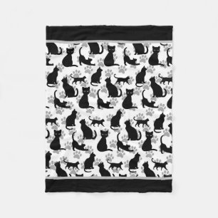 Black Cat Print Fleece Blanket