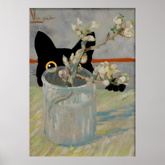 Black Cat Print Van Gogh Still Life
