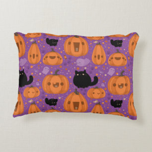 Black cat Pumpkin and Ghost Pattern Decorative Cushion