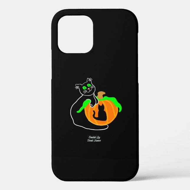 Black Cat Pumpkin Apple iPhone 12 Pro Case (Back)