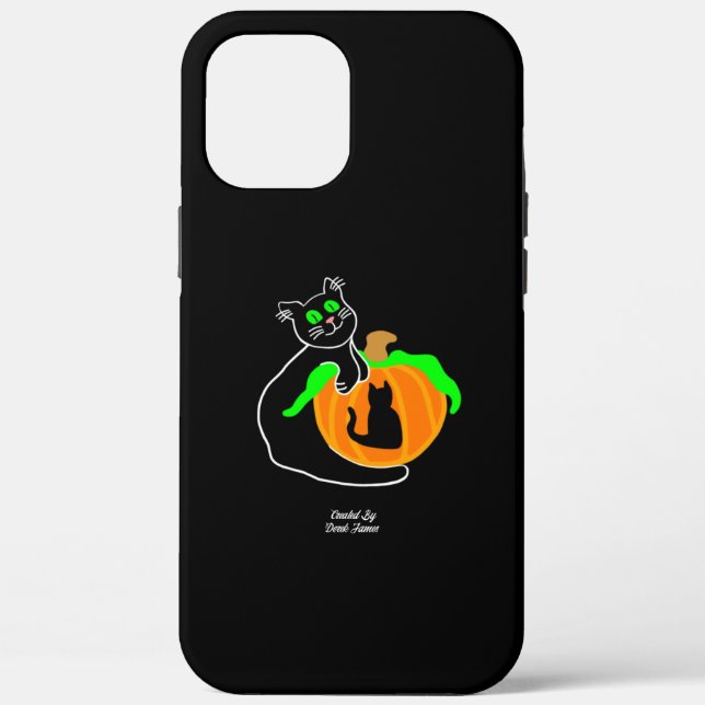Black Cat Pumpkin Apple iPhone 12 Pro Max Case (Back)