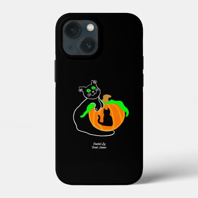 Black Cat Pumpkin Apple iPhone 13 Mini Case (Back)
