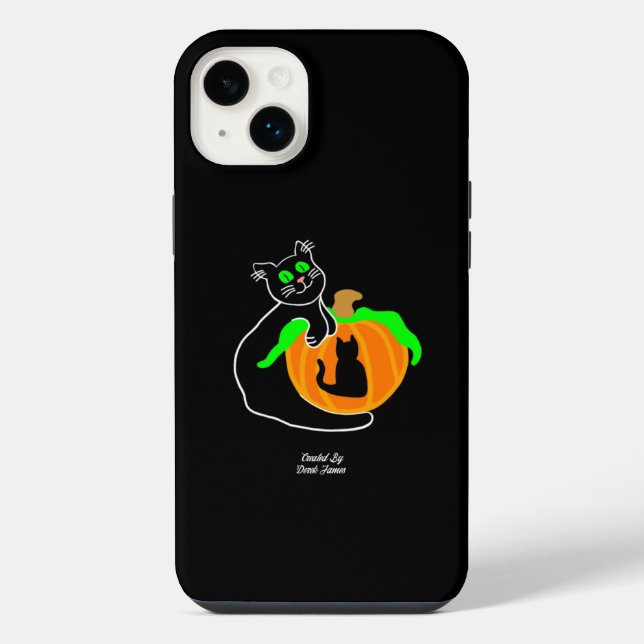 Black Cat Pumpkin Apple iPhone 14 Plus Case (Back)