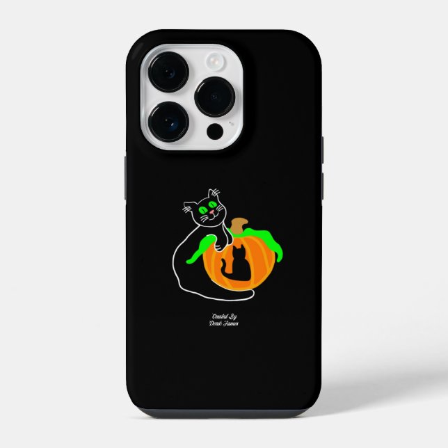 Black Cat Pumpkin Apple iPhone 14 Pro Case (Back)