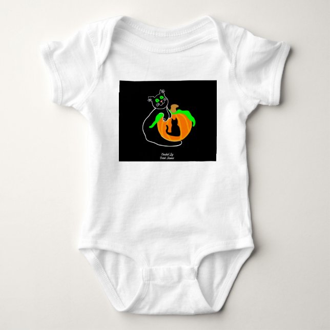 Black Cat Pumpkin Baby Jersey Bodysuit (Front)