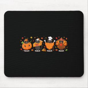 Black Cat Pumpkin E Turkey Thanksgiving Fall Cat L Mouse Pad