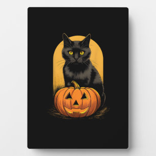 Black Cat Pumpkin Halloween Costume For Women Men Plaque