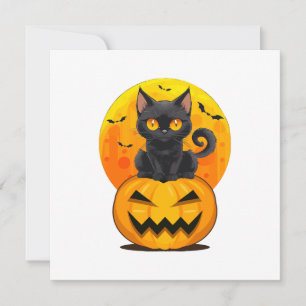 Black Cat Pumpkin Halloween Costume Invitation
