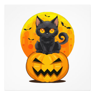 Black Cat Pumpkin Halloween Costume Photo Print