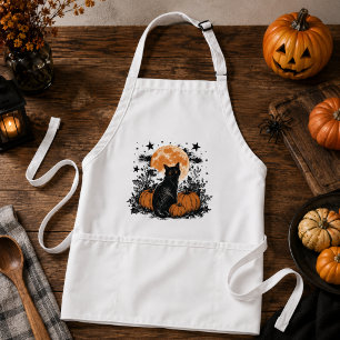 Black Cat Pumpkin Halloween Standard Apron