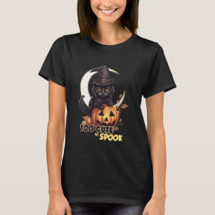 Black Cat Pumpkin I'm Too Cute To Spook Moon Hallo T-Shirt