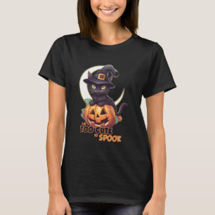 Black Cat Pumpkin I'm Too Cute To Spook Moon Hallo T-Shirt