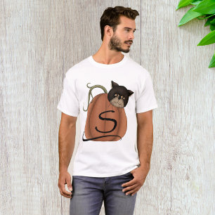 Black Cat Pumpkin Letter S Halloween T-Shirt
