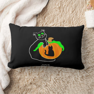Black Cat Pumpkin Lumbar Pillow