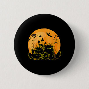 Black Cat Pumpkin Moon Halloween Costume Cat Lover 6 Cm Round Badge