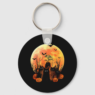 Black Cat Pumpkin Moon Halloween Costume Cat Lover Key Ring