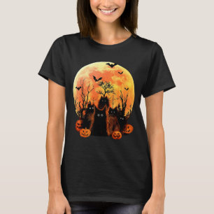 Black Cat Pumpkin Moon Halloween Costume Cat Lover T-Shirt