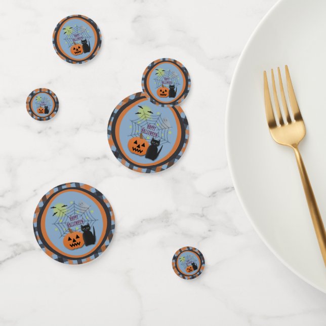 Black Cat & Pumpkin Not Scary Halloween Confetti (Group)