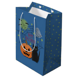 Black Cat & Pumpkin Not Scary Halloween Medium Gift Bag
