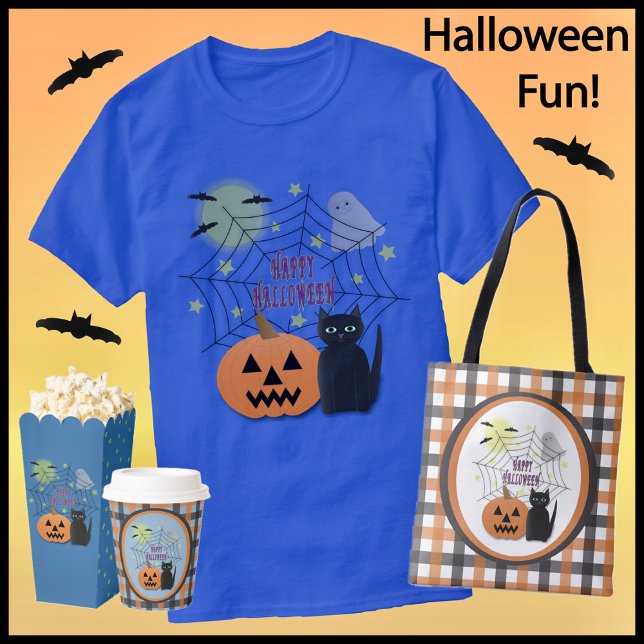 Black Cat & Pumpkin Not Scary Halloween T-Shirt (Creator Uploaded)