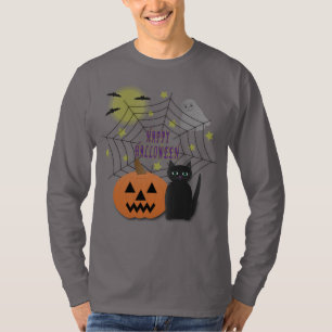 Black Cat & Pumpkin Not Scary Halloween T-Shirt