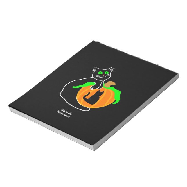 Black Cat Pumpkin Notepad (14 cm x 15.2 cm) (Rotated)