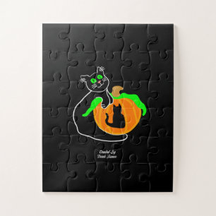 Black Cat Pumpkin Oversized Puzzle