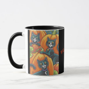 Black Cat Pumpkin Patch Halloween MUG