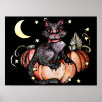 Black Cat Pumpkin Patch Moon