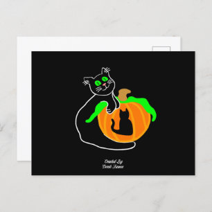 Black Cat Pumpkin Postcard