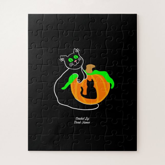 Black Cat Pumpkin Puzzle (56 Pieces) (Vertical)
