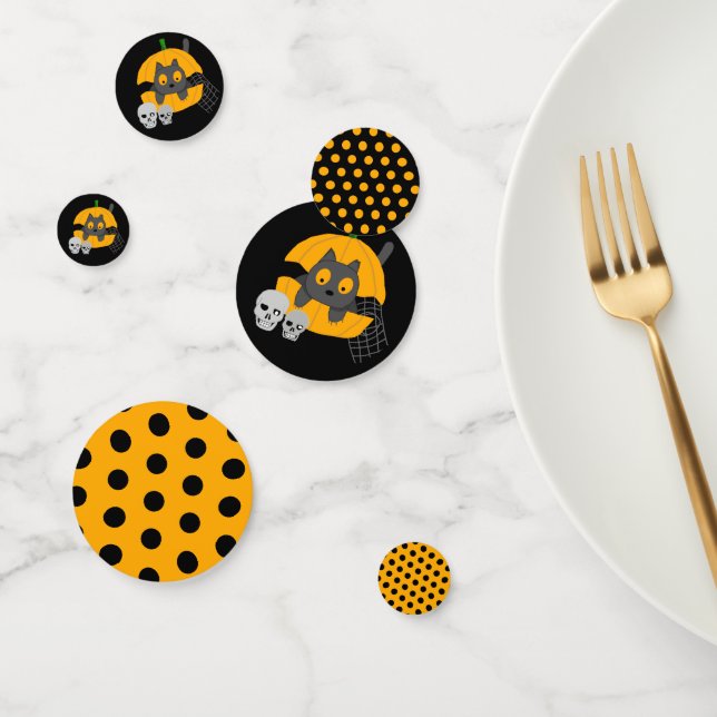 Black Cat Pumpkin Skulls Kids Halloween Party Confetti (Group)
