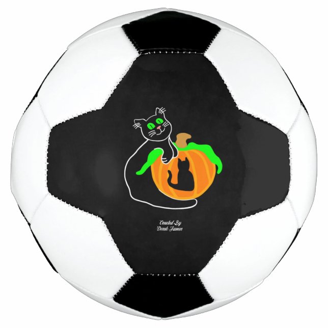 Black Cat Pumpkin Soccer Ball (Front)