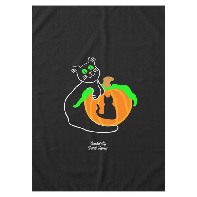 Black Cat Pumpkin Tablecloth (Front)