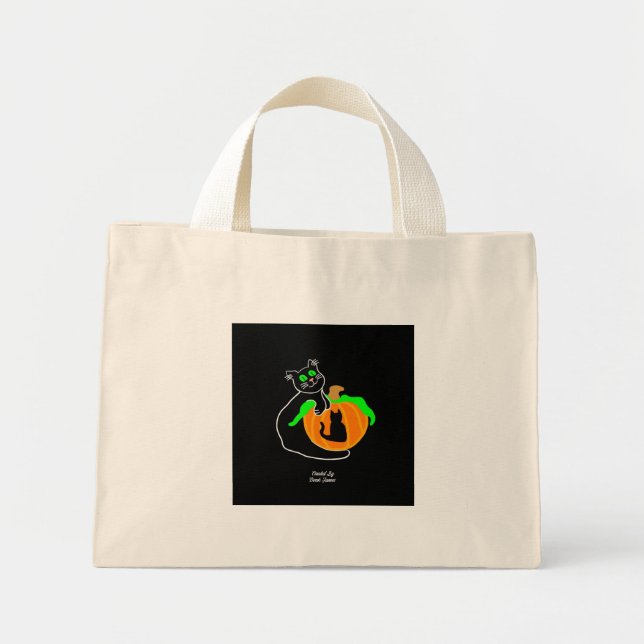 Black Cat Pumpkin Tiny Tote Bag (Front)