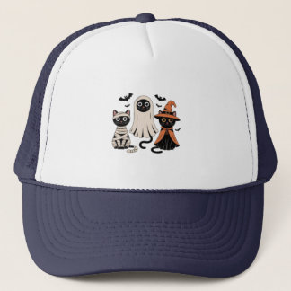 Black Cat Pumpkin Trucker Hat