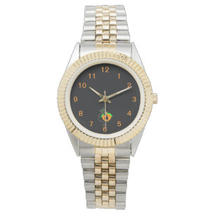Black Cat Pumpkin Unisex Two-Tone Watch