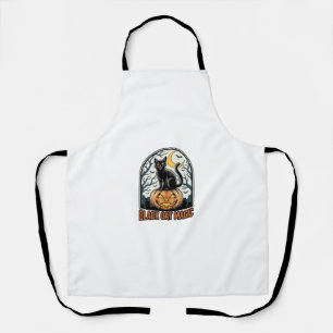 Black Cat Pumpkin Vintage Halloween Engraving_1 Apron