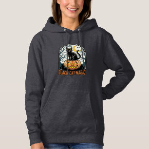 Black Cat Pumpkin Vintage Halloween Engraving_1 Hoodie
